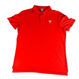 Tesla Motors Mens Polo Shirt Large Red Short Sleeve Embroidered Logo TSL2976RD